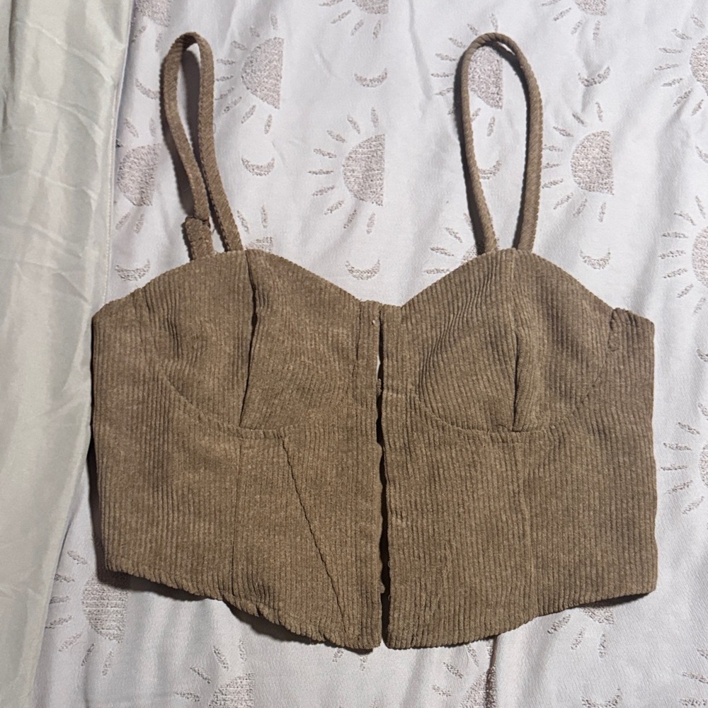 SHEIN Tan Ribbed Crop Top